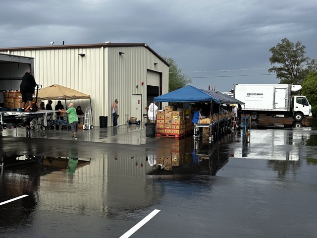 Getting the Boxes of Food Ready to give away